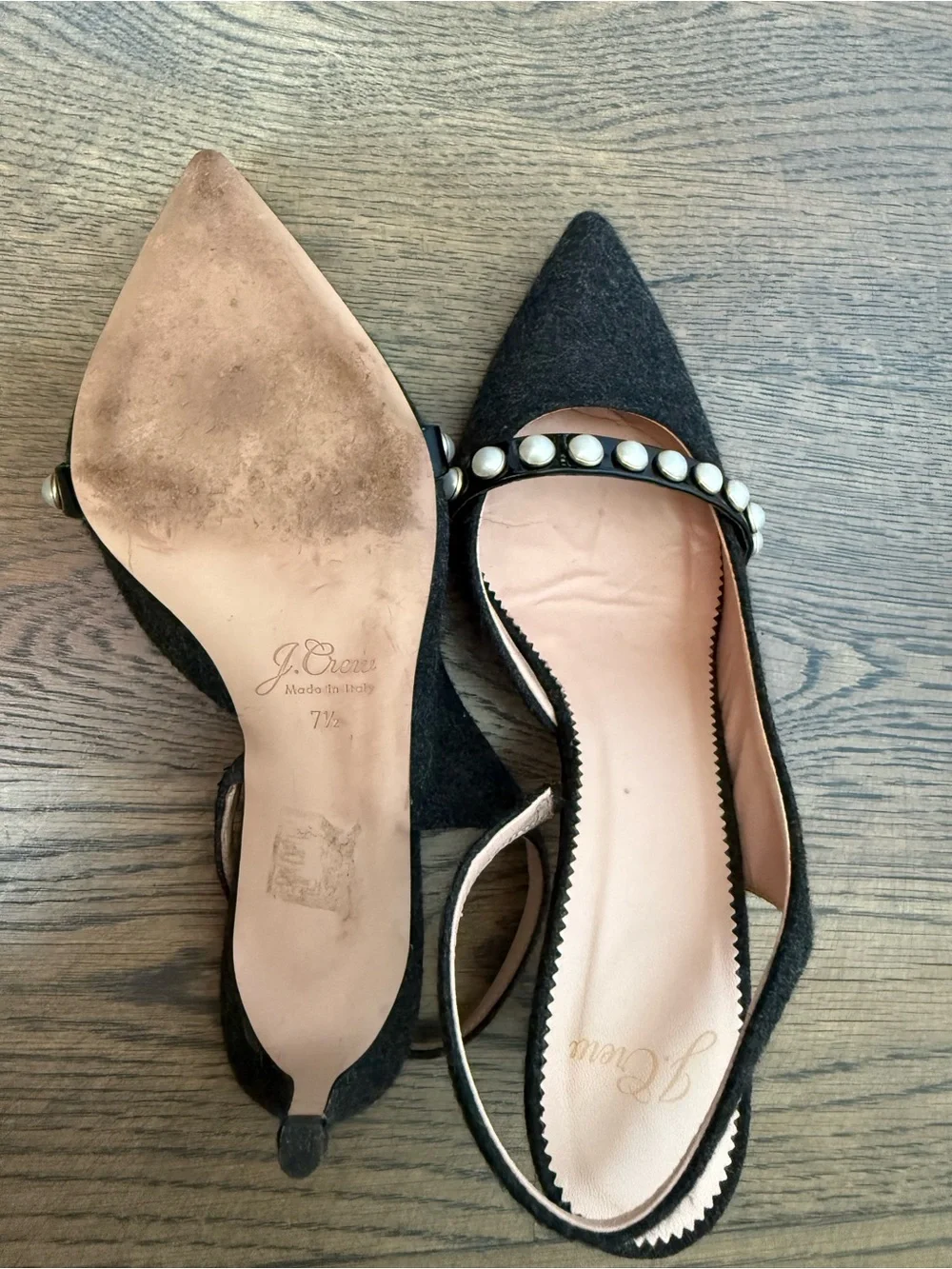 J.Crew Colette slingback d'Orsay pumps in wool fabric and pearl accents. 7.5 - Picture 5 of 5